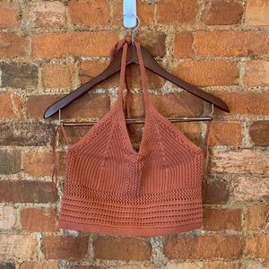 Crochet Halter Crop Top, Medium